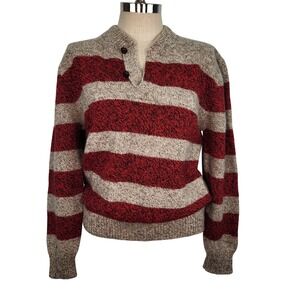 High Sierra‎ Vintage Wool Pullover Sweater Mens Size L Oatmeal Red Striped
